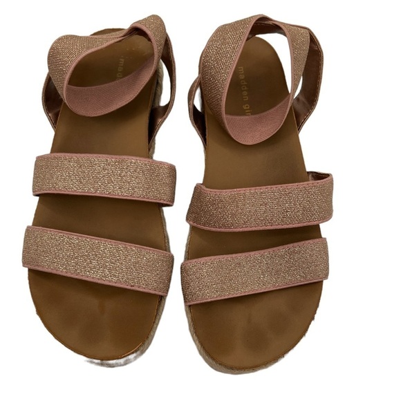 Madden Girl Rose Gold Shimmer Jimmie Platform Espadrille Sandals Size 3 Girl’s - Picture 3 of 10